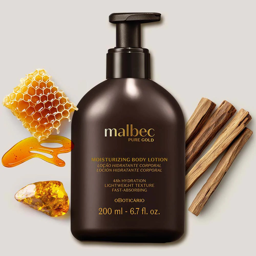 Loção Hidratante Malbec Pure Gold, 200ml