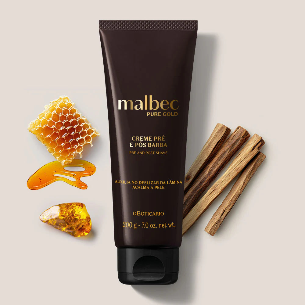 Creme pré e pós barba Malbec Pure Gold, 200g